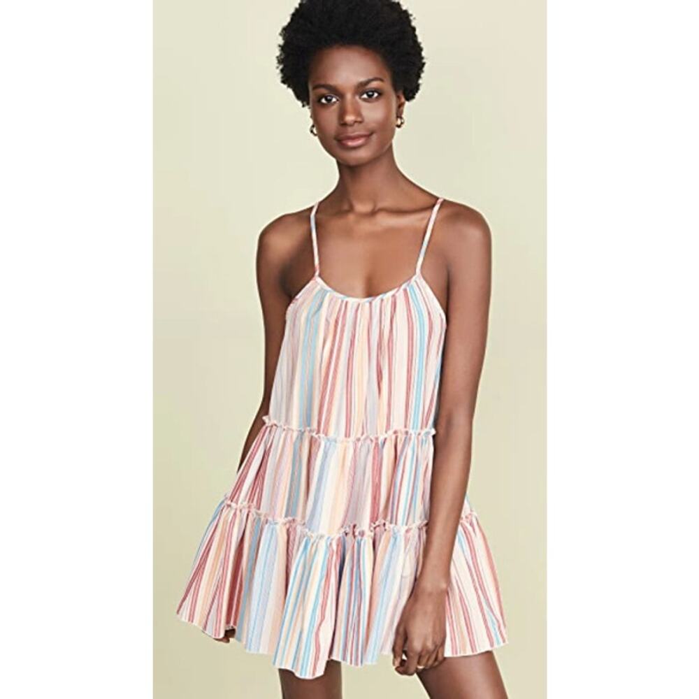 Anthropolige x DRA Los Angeles Womens Natalia Striped Babydoll Tiered Mini Dress